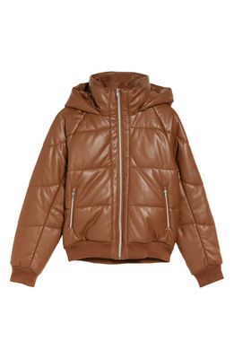 Alo Boss Faux Leather Puffer Coat in Cinnamon Brown