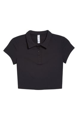 Alo Choice Crop Polo Shirt in Black