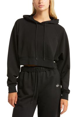 Alo Double Take French Terry Crop Hoodie in Black
