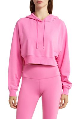 Alo Double Take French Terry Crop Hoodie in Paradise Pink