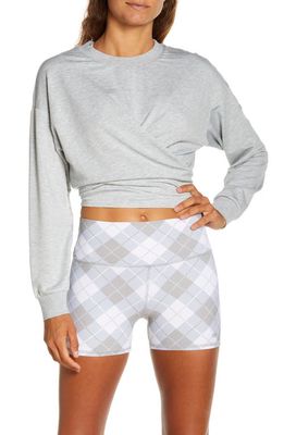 Alo Dreamy Wrap Crop Sweatshirt in Athletic Heather Grey
