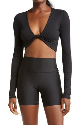 Alo Knot Long Sleeve Rib Top in Black