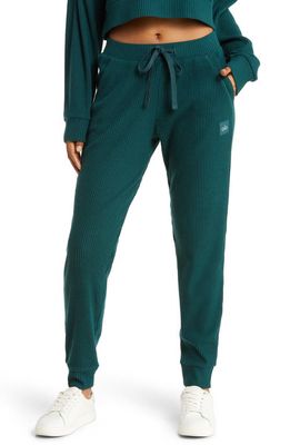 Alo Muse Ribbed High Waist Sweatpants in Midnight Green
