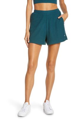 Alo Muse Ribbed Shorts in Galactic Teal