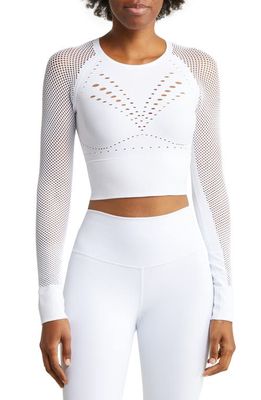 Alo Open Air Seamless Long Sleeve T-Shirt in White