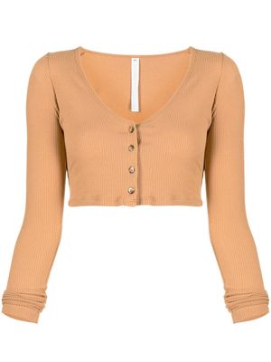 Alo Yoga ribbed-knit cropped cardigan - Brown