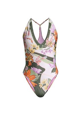 Aloe Vitreo Floral Racerback One-Piece Swimsuit