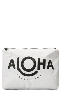 Aloha Collection Medium Water Resistant Tyvek Zip Pouch in Black On White