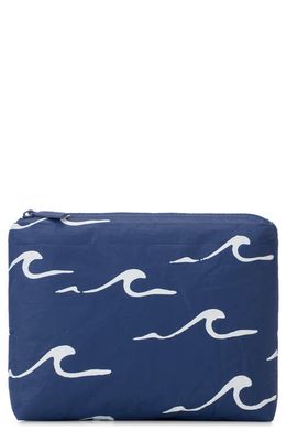 Aloha Collection Small Water Resistant Tyvek Zip Pouch in White On Navy