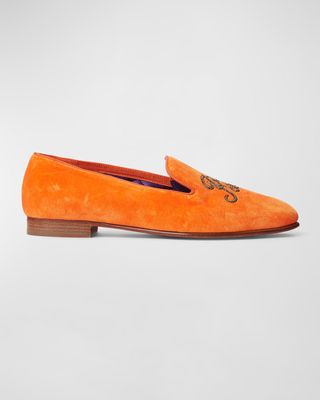 Alonzo Velvet Embroidered Smoking Loafers