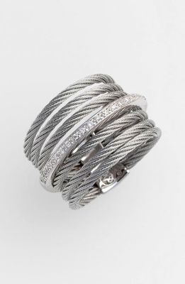 ALOR 7-Row Cable & Diamond Ring in Grey