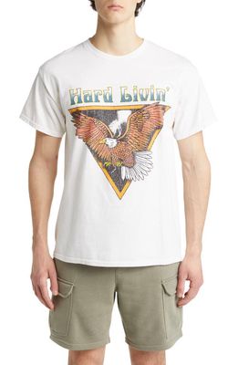 ALPHA COLLECTIVE Hard Livin' Cotton Graphic T-Shirt in White