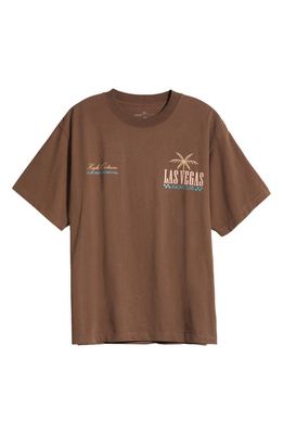 ALPHA COLLECTIVE Las Vegas Racing Cotton Graphic T-Shirt in Vintage Chocolate