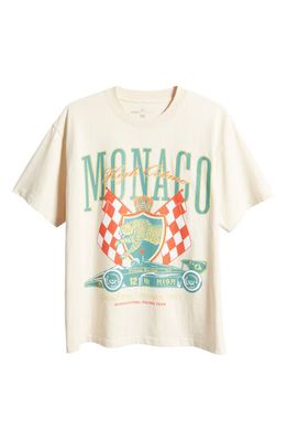 ALPHA COLLECTIVE Monaco Racing Graphic T-Shirt in Cream