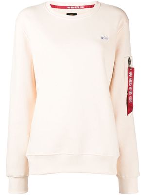 Alpha Industries embroidered-logo cotton-blend hoodie - Neutrals