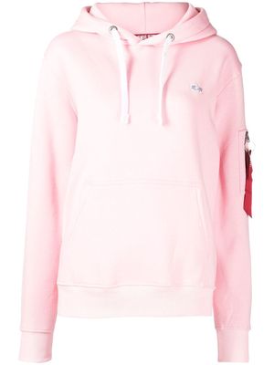 Alpha Industries embroidered-logo cotton-blend hoodie - Pink