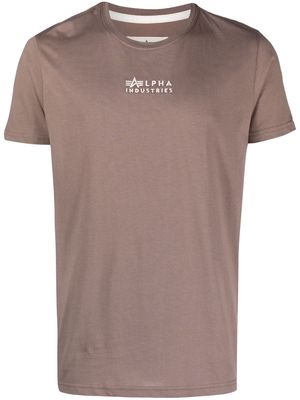 Alpha Industries embroidered-logo organic cotton T-shirt - Brown
