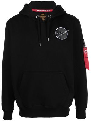 Alpha Industries graphic-print drawstring hoodie - Black