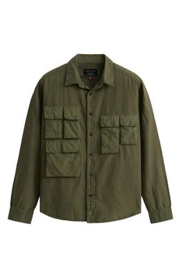 Alpha Industries Linen & Cotton Button-Up Utility Shirt in Green 