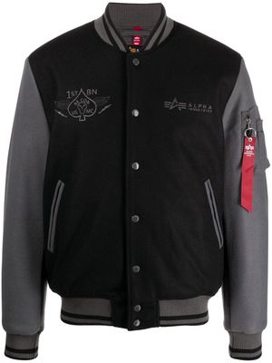 Alpha Industries logo-embroidered buttoned bomber jacket - Black