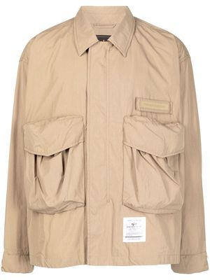 Alpha Industries logo-patch detail military jacket - Brown