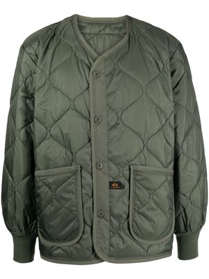 Alpha Industries logo-patch quilted jacket - Green
