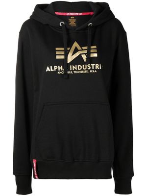 Alpha Industries logo-print cotton-blend hoodie - Black