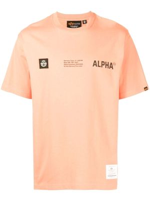 Alpha Industries logo-print crew-neck T-shirt - Orange