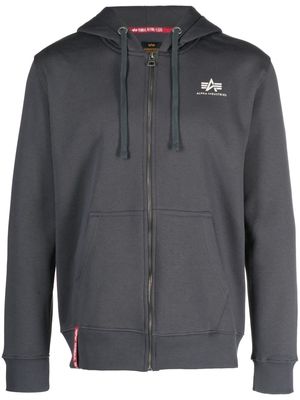 Alpha Industries logo-print hooded jacket - Grey