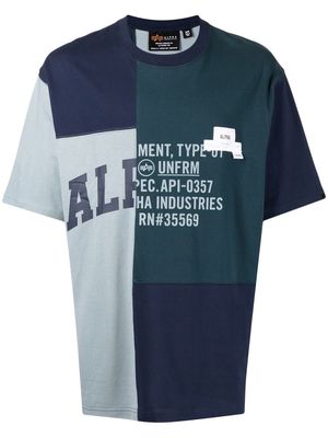 Alpha Industries logo-print patchwork T-shirt - Blue