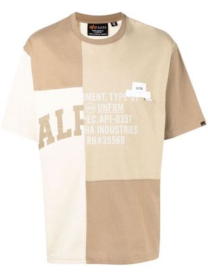 Alpha Industries logo-print patchwork T-shirt - Green