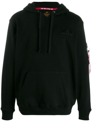 Alpha Industries logo stripe detail hoodie - Black
