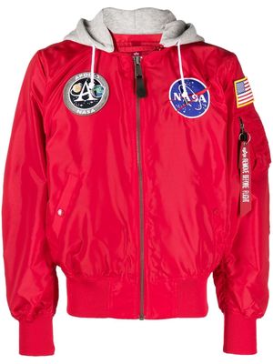 Alpha Industries multiple-patches zipped hooded jacket - Red