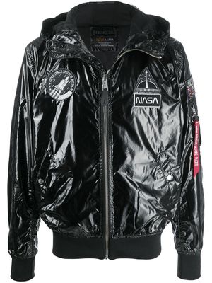 Alpha Industries NASA logo patch-embellished bomber jacket - Black