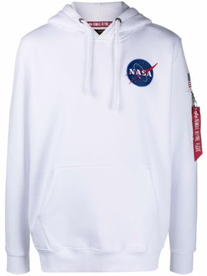 Alpha Industries NASA-print drawstring hoodie - White