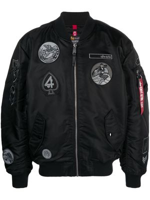 Alpha Industries patch-detail satin-finish bomber jacket - Black
