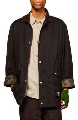 Alpha Industries Waxed Cotton Car Coat in Chocolate