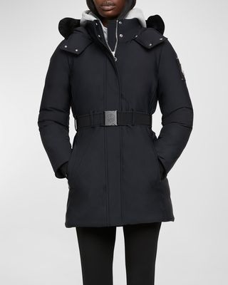 Alpharetta Belted Parka Jacket with Shearling Ruff