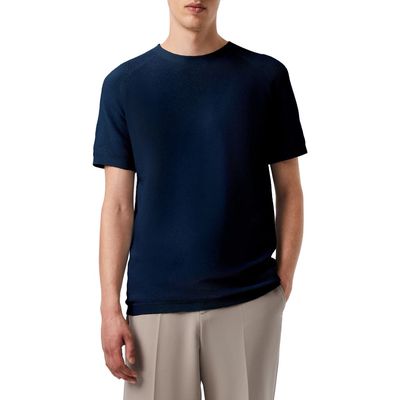 AlphaTauri Fosos Seamless Short Sleeve 3D Performance Knit Sweater in Navy 