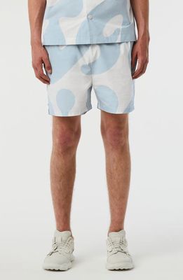 AlphaTauri Popir Relaxed Fit Swim Trunks in White Storm Aop