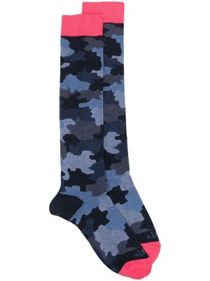 Altea camouflage-print knit socks - Blue