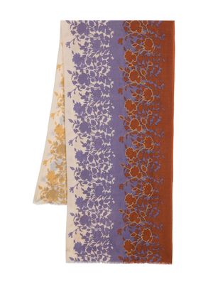 Altea contrasting-stich floral-print scarf - Blue