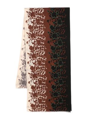 Altea contrasting-stitch floral-print scarf - Black