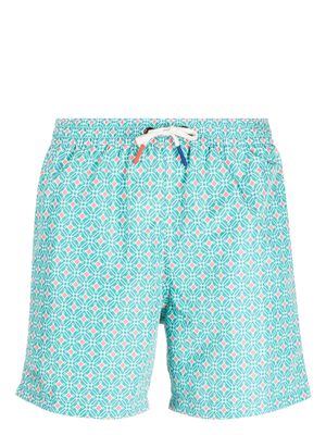 Altea geometric-print drawstring swim shorts - Green