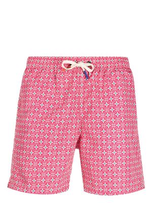 Altea geometric-print drawstring swim shorts - Pink