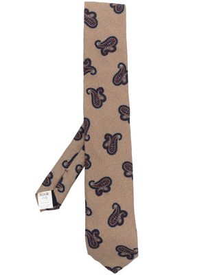 Altea paisley-print silk tie - Brown