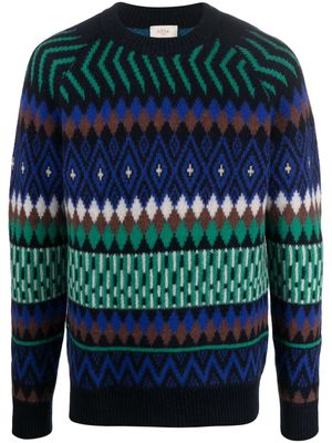 Altea patterned intarsia-knit crew-neck jumper - Blue
