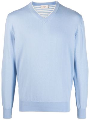 Altea V-neck knitted cotton sweatshirt - Blue