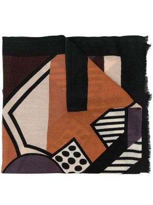Altea wool-knit abstract-pattern scarf - Black