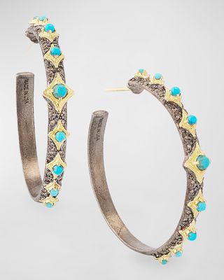 Alternating Turquoise Crivelli Hoop Earrings